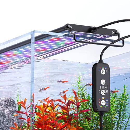 SEAOURA 24/7 Mode LED Aquarium Light for Plants-Sunrise-Daylight-Moonlight Mode, Fish Tank Light with Auto On/Off, 7 Colors, Adjustable Timer/Brightness for 30 Inch to 36 Inch Freshwater Tank - size: for 30-36 inch tank