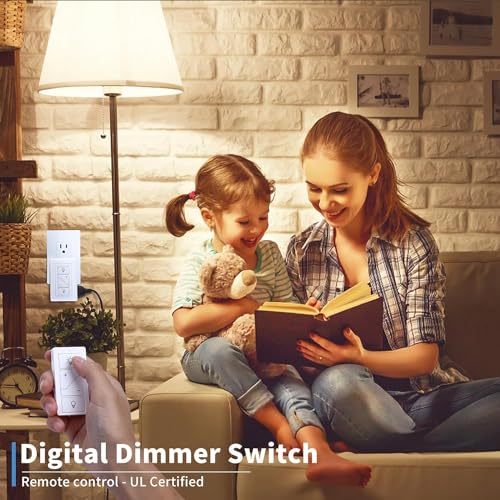 Plug in Lamp Dimmer with Remote, Digital Dimmer Light Switch for Dimmable Incandescent/Halogen and LED/CFL - style: Plug in Dimmer 2 Pack