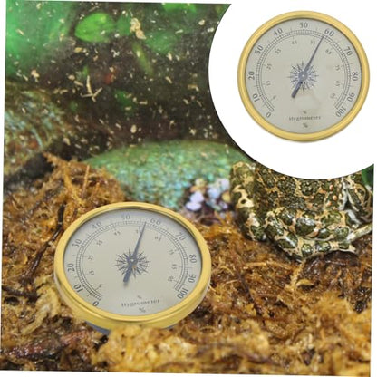 Abaodam Analog Hygrometer Humidity Gauge 72mm Gold Round Mechanical 2% rh Resolution Accuracy Class 2.5 Indoor Reptile Terrarium Display