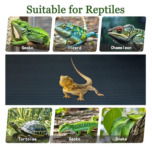 Arbitrary Cutting Terrarium Reptile Carpet, Reptile Mat, Bearded Dragon Tank Accessories Flooring, Bearded Dragon, Leopard Gecko Substrate, Snake,Tortoise Bedding Black 17.5“× 79”