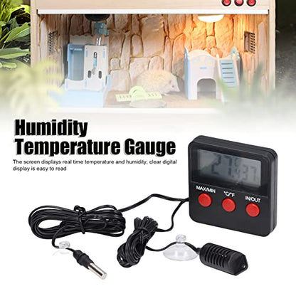 DTH - 74 Humidity Temperature Gauge, Mini Digital Thermometer Hygrometer, External Probe with Suction Cup for Indoor Outdoor Use, Accurate Sensor Meter for Room Greenhouse Reptile