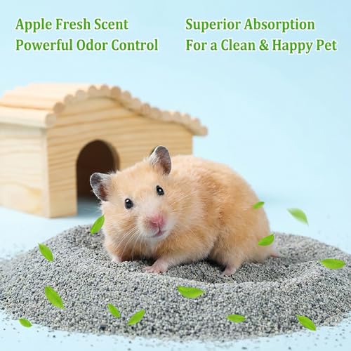 Sukh 14OZ Hamster Desert Sand - Coarse Play Bedding Sand for Hamster Gerbil Chinchilla Guinea Pig Reptile Chicken Bird, Cage Accessories Fish Tank Odor Control Digging Pee Sand, Apple Scent - color: Grey