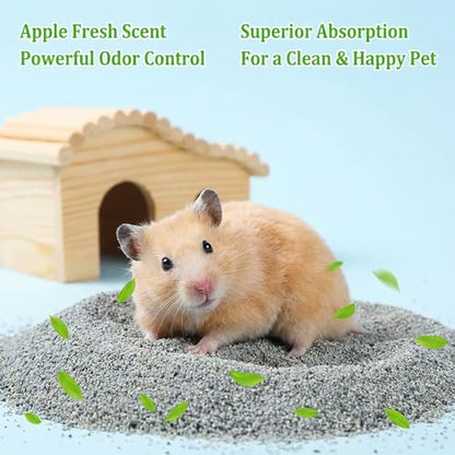 Sukh 14OZ Hamster Desert Sand - Coarse Play Bedding Sand for Hamster Gerbil Chinchilla Guinea Pig Reptile Chicken Bird, Cage Accessories Fish Tank Odor Control Digging Pee Sand, Apple Scent - color: Grey