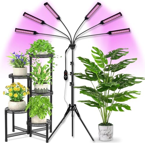 LED Grow Lights for Indoor Plants Full Spectrum, 540 LEDs Plant Lights for Indoor Growing with 58" Adjustable Stand, Plant Grow Lights with Auto Timer for Indoor Tall Plants. - color: Red 6 Arms