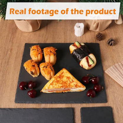 5 Pack 12 x 10 Inch Slate Cheese Boards, Black Rectangle Slate Charcuterie Boards, Natural Charcuterie Stone Plates for Parties, Gifts, and Special Events, Cheese, Sushi, Food. - size: 5 Pack 12 x 10 Inch