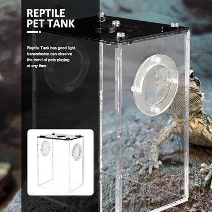 COHEALI Transparent Acrylic Reptile Breeding Box for Lizards Snakes Tarantulas Frogs Small Turtles Spacious Safe Terrarium Tank with View for Insect Hermit Crab Habitat
