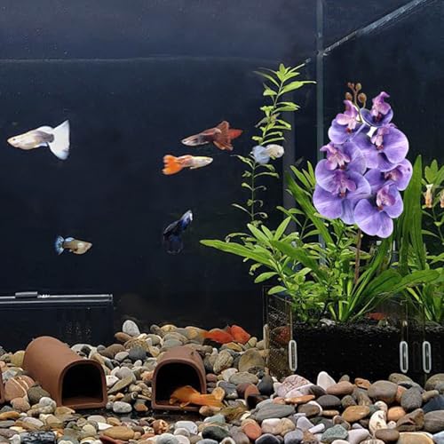 2 Pieces Artificial Terrarium Plant, Aquarium Reptile Plant with Suction Cup, Bendable Terrarium Decoration, Plant Flower for Aquarium, Lizards, Spiders, Snakes