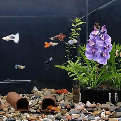 2pcs Artificial Terrarium Plant, Aquarium Reptile Plant with Suction Cup Bendable Terrarium Decoration Plant Flower for Aquarium Lizards Spiders Snakes