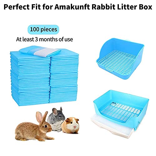 Amakunft 200 Pcs Rabbit Pee Pads, 18" x 13" Pet Toilet/Potty Training Pads, Super Absorbent Guinea Pig Disposable Diaper for Hedgehog, Hamster, Chinchilla, Cat, Reptile and Other Small Animal