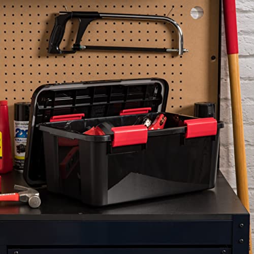 IRIS USA WeatherPro 19 Qt Storage Bins with Lids, 6 Pack, BPA-Free Plastic Gasket Box with Tight Latch and Seal, Stackable Nestable Tote Tub - Black/Red - size: 19 Qt. - 6 Pack