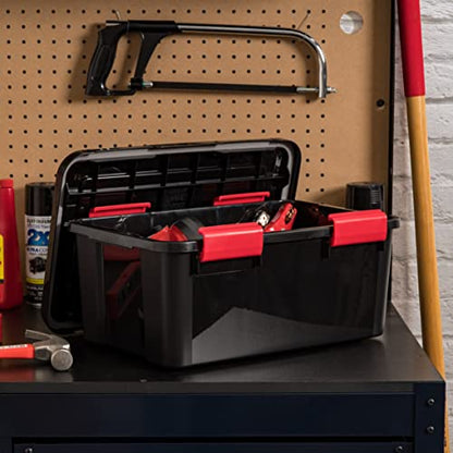 IRIS USA WeatherPro 19 Qt Storage Bins with Lids, 6 Pack, BPA-Free Plastic Gasket Box with Tight Latch and Seal, Stackable Nestable Tote Tub - Black/Red - size: 19 Qt. - 6 Pack