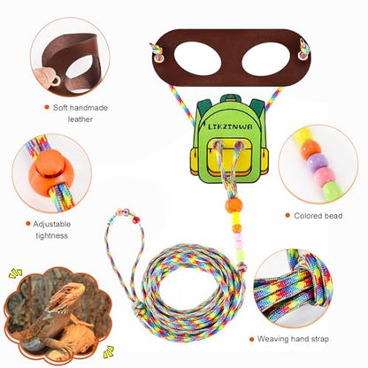 LIKZINWA Small Animal Sling Carrier,Small Animal Bag for Bearded Dragons Lizards and Reptile with Adjustable Strap (Red+Schoolbag) - color: Red+Schoolbag