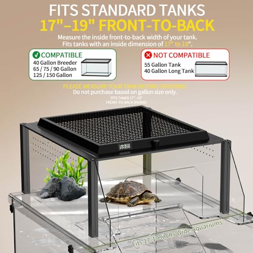 Upgraded Turtle Basking Platform for Aquatic Turtles with Temp & Humidity Gauge, Clear Acrylic Turtle Dock, Flip-Open Lid, Non-Slip Ramp & Escape-Proof, Fits 17–19" Aquariums - size: Fit 17-19 Inchs Wide