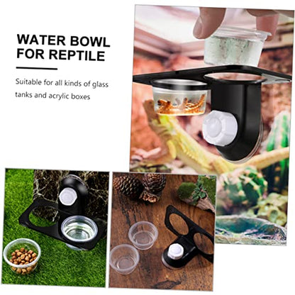 COLLBATH 2Pcs Reptile Food Bowl with Suction Cup Wall Hanging Feeder for Lizards and Geckos Durable Feeding Supplies with Strong Suction for Stable Use Tanks