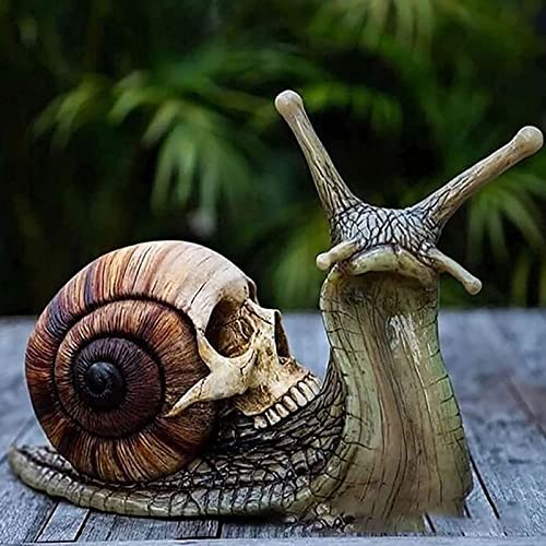 Halloween Skull Snail Resin Sculpture Gothic Home Decor Outdoor Garden Yard Decoration (1)