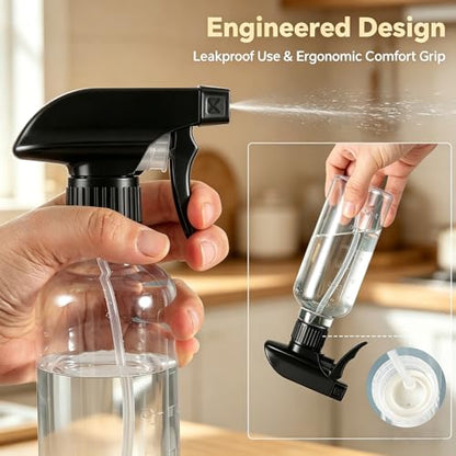 Plastic Spray Bottles (2 Pack 10 oz), Leakproof Adjustable Fine Mist & Jet Stream Nozzle, Premium BPA-Free Plastic Multi-Purpose for Hair, Plants, Cleaning (2 PACK AMBER) - color: 2 PACK AMBER