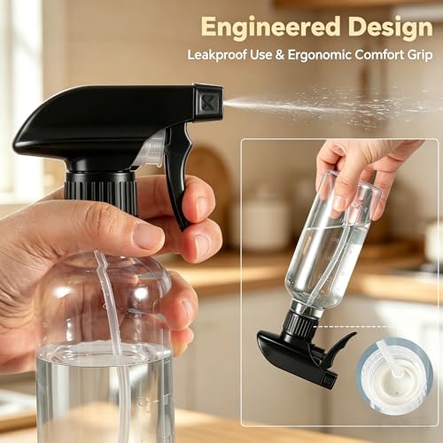 Plastic Spray Bottles (2 Pack 10 oz), Leakproof Adjustable Fine Mist & Jet Stream Nozzle, Premium BPA-Free Plastic Multi-Purpose for Hair, Plants, Cleaning (2 PACK GREEN) - color: 2 PACK GREEN