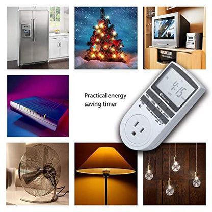 7 Day / 24 Hour Programmable Digital Weekly Light Switch Timer Plug for Electrical Outlet with Anti-theft Random Option (15A/1800W,1Pack)