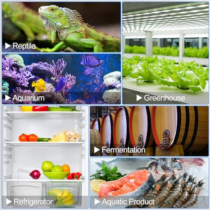 Temperature and Humidity Controller Plug in Thermostat Outlet with Humidity Control 120V Heating Cooling Humidification Dehumidification for Greenhouse Mushroom Grow Tent Reptile Aquarium - color: Htc820