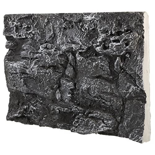 Kisangel Rock Terrarium Background, 17.7x11.8 Inch 3D Reptile Tank Backdrop Board for Bearded Dragon, Lizard, Gecko, Snake Habitat, Realistic Climbing Wall Decor, Dark Grey - color: Dark Grey