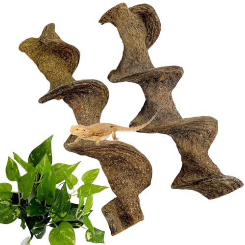 BNOSDM 2PCS Natural Reptile Climbing Branches Decor,1.8-2.2" Thick 15.7in Snake Climbing Forest Wood with Plant Leaf Decor,Lizard Forest Branch,Geckos Tank Tree Trunk Accessories for Bearded Dragons - size: 2PCS|L:1.75-2.25"D,15.7"L