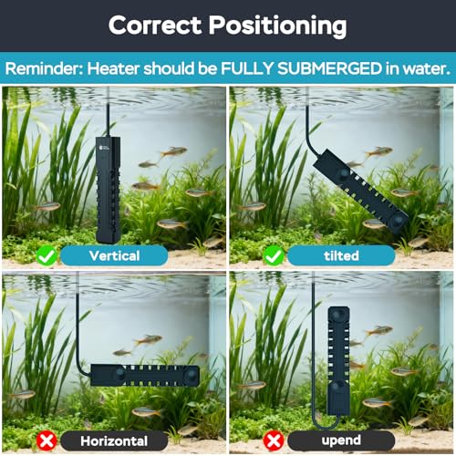 AquaMiracle Aquarium Heater, 200W Submersible Fish Tank Heater with LED Digital Display, Overheat Protection & Auto Power-Off When Out of Water, for Freshwater and Saltwater Fish Tanks (20-40 Gal)