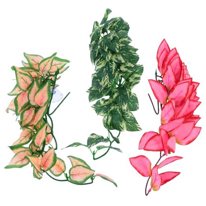 Cabilock Artificial Rattan Hanging Vine 30cm Bendable Fake Jungle Vines 3pcs for Reptile Habitat Decor Climbing Plants Suitable for Lizards Snakes Chameleons