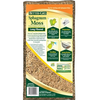 Better-Gro Sphagnum Moss - 100% Natural, Long-Fiber Moss for Orchids, Ferns, and Hostas, Excellent for Hanging Baskets and Propagating Plants - 240 Cubic Inches (Pack of 12) - size: Single (Pack of 12)