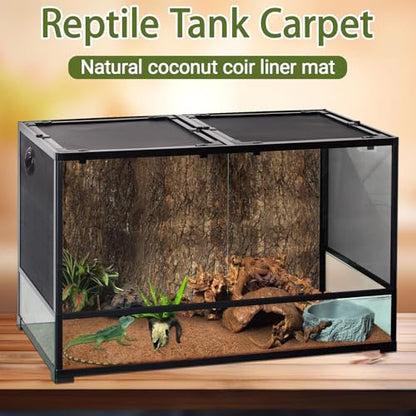 ZeeDix 10 Pcs Reptile Carpet, 12X12 inch Natural Coconut Fiber Liner Mat Flooring Accessories for Reptile Tank - Bearded Dragon Tortoise Lizard Turtle Snake Leopard Gecko Substrate Bedding - size: 10 Pcs (12X12in)
