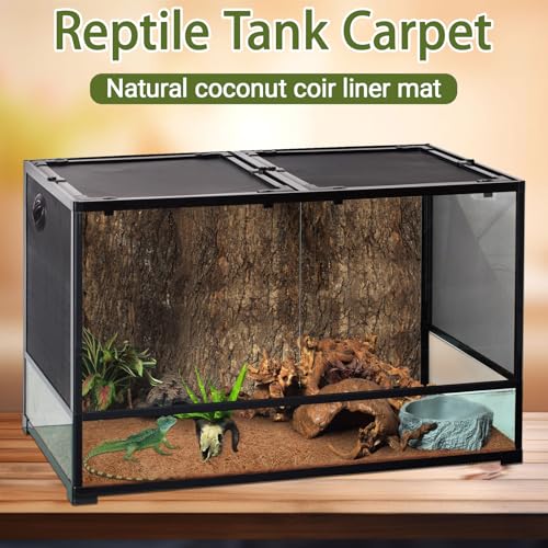 ZeeDix 10 Pcs Reptile Carpet, 12X12 inch Natural Coconut Fiber Liner Mat Flooring Accessories for Reptile Tank - Bearded Dragon Tortoise Lizard Turtle Snake Leopard Gecko Substrate Bedding - size: 10 Pcs (12X12in)