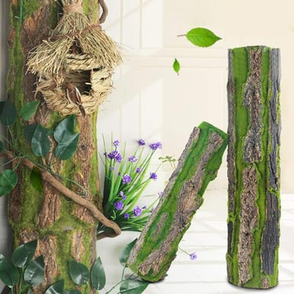Simulation Tree Bark Wrap Artificial Moss Tree Bark Faux Tree Bark Sheets, Cork Terrarium Background Wall Decor and Artificial Moss for DIY Festival Home Party Wall Embellishment