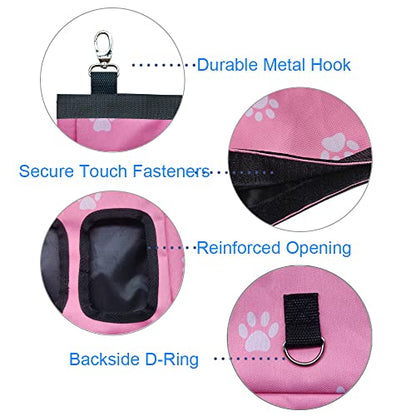 Guinea Pig Hay Feeder, Hanging Rabbit Hay Feeder Bag for Guinea Pigs Bunnies Chinchillas. Pink Paws - color: Pinkpaws