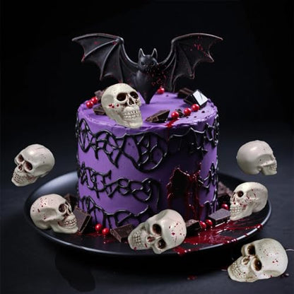 Plastic Realistic Miniature Skulls, Halloween Decoration 10pcs Spooky Small Skeleton Head for Diorama Terrarium Haunted House