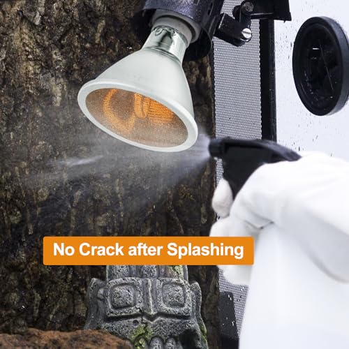 REPTI ZOO Reptile Basking Heat Lamp Bulb, 80W Splashproof Energy Saving Deep Heater Non-Luminous Carbon Infrared Heat Bulb for Reptile Amphibians - style: 80W