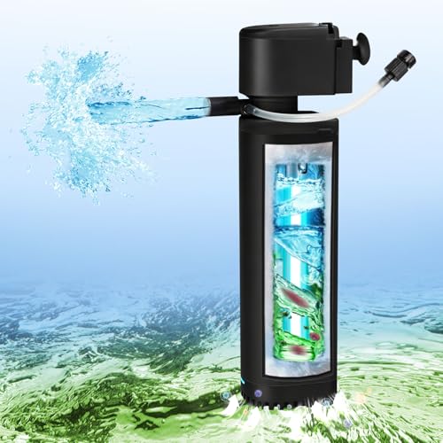 Aquarium Filter U-V for 55-200 Gallon Tank, 500GPH Fish Tank Filter for Cold Plunge Fish Tank Green Clean Machine,Submersible Powerful Pump Filter for Turtle Tank Saltwater Freshwater Crystal Clear - size: Medium - S9F(for 55-200 Gallon)