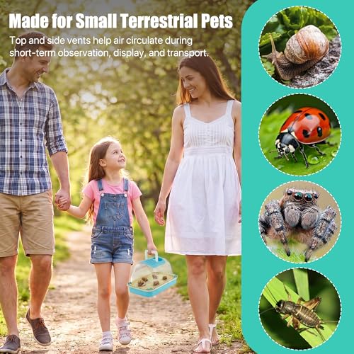 Small Animal Carrier & Insect Carrier with Clear View Lid – Ventilated Habitat Box & Removable Tray for Hamsters, Lizards, Hermit Crabs, Insects, Butterfly Habitat Observation - color: Blue
