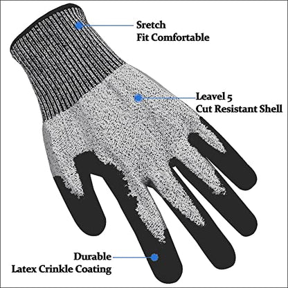 Cut Resistant Nitrile Gloves and Sleeves with EN388 Level 5 Protection - color: Grey