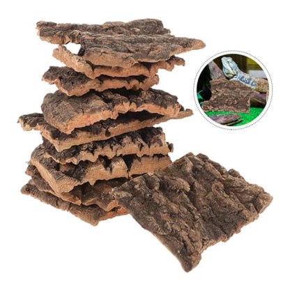 20pcs Terrarium Tree Bark Decor for Reptile Tanks Natural Aquarium Background Bark Decoration Habitat for Lizards and Snakes Random Shapes - size: 10.00X9.00X0.50CM