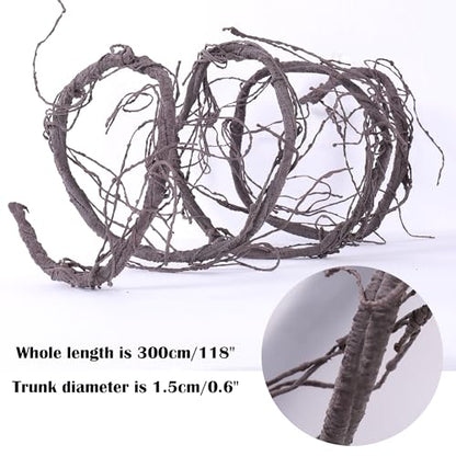 118" Bendable Artificial Grapevines Garland Tree Branches(M) | Flexible Fake Reptile Climb Plants Twigs Cherry Blossom Wall Hanging Wreath Tree Trunk Halloween Jungle Mantel Decoration - size: Medium