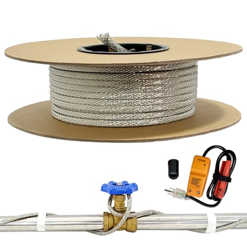 100' HTM Braid Self Regulating Heating Cable Mobile Home Heat Tape Water Pipes Freeze Protection & Freeze Free Connector Kit - Plug and End Seal *1 - style: 100 Kit