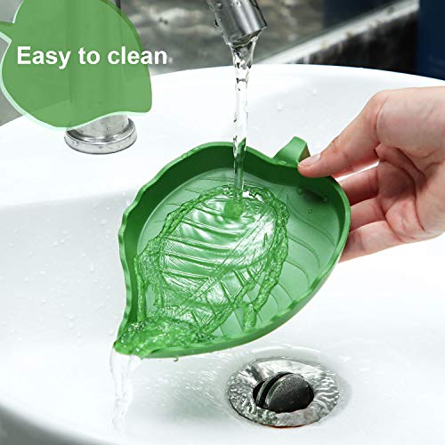 Boao 2 Pieces Leaf Reptile Food Water Bowl Plate Turtle Feeding Dishes for Tortoise Corn Snake Crawl Pet Bearded Dragon, Lizards, Gecko Drinking and Eating, 2 Sizes