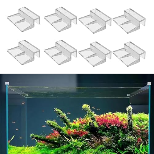 8 Pieces Aquarium Lid Clips, 6mm Clear Acrylic Fish Tank Lid Holder Cover Clamps for Rimless Glass Top, Fish Tank Cover, Hoods