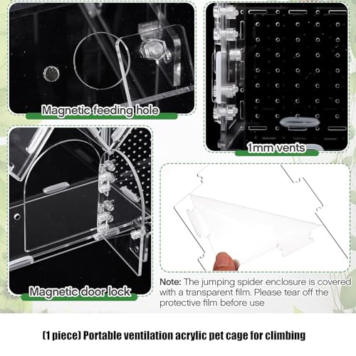 360 Degree Clear Views Reptiles Terrarium Box Ventilated Design Tanks House for Quick Maintenances and Plant Display Use Habitat House Transparent Cage Safe Enclosure Ventilated Box for