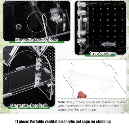 360 Degree Clear Views Reptiles Terrarium Box Ventilated Design Tanks House for Quick Maintenances and Plant Display Use Habitat House Transparent Cage Safe Enclosure Ventilated Box for