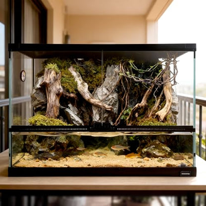 17 Gallon Reptile Glass Tank 20"x14"x14" with Drainage Hole - Pre-Assembled Reptile Cage Enclosure for Turtle,Tortoise,Hermit Crab,Bearded Dragon,Gecko,Lizard,Snake,Spider,Fish,Tarantula - size: 20*14*14inch with drainage hole