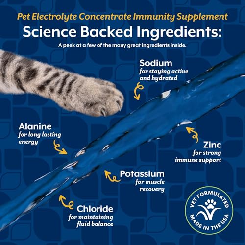 NaturVet Pet Electrolyte Concentrate for Dogs and Cats, 16 oz Liquid Concentrate, Made in The USA with Globally Source Ingredients