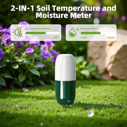 Smart WiFi Soil Moisture & Temperature Sensor - Hub-Free Soil Meters for Lawn, Garden, Greenhouse, Real-Time App Alerts, IP67 Waterproof, Works with Automatic Watering Systems,Gardening Gift