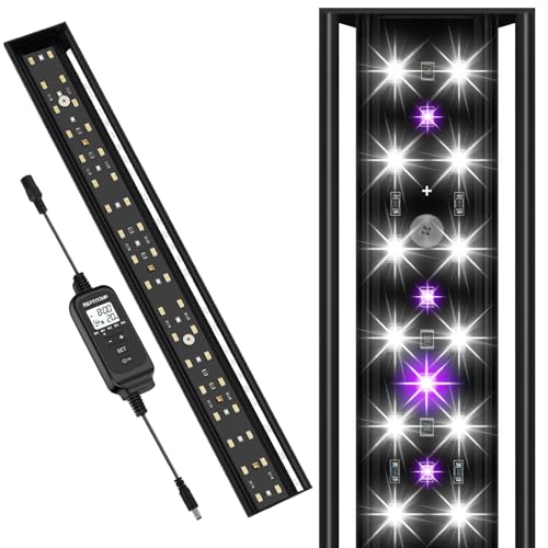 REPTITRIP 16-Inch LED UVB Reptile Light with Auto On/Off & Preset Day-Night Cycle Dimming, 4 UVI Modes Fixture Controller, 14W Aluminum UVA UVB Lamp for Bearded Dragons, Turtles & Snakes, 6500K - size: 16 INCH
