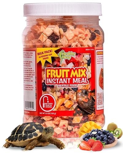 Healthy Herp Fruit Mix Instant Meal Reptile Food - Bearded Dragon Accessories & Bearded Dragon Food - Nutritious Blend for Bearded Dragons, Box Turtles, Tortoises, Hermit Crabs - 3.5 oz (99g) - size: 4.3 Ounce (Pack of 1), style: Jar