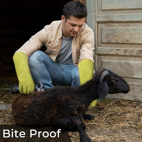 Animal Handing Gloves- Bite Proof, Puncture & Scratch Resistant for Safe Handling, Garden Gloves - color: Yellow, size: 16-inches